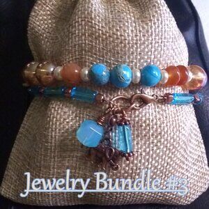 Two Stackable Color Coordinated Bracelets - Joyful Vibes 7.5" - Boho Southwest